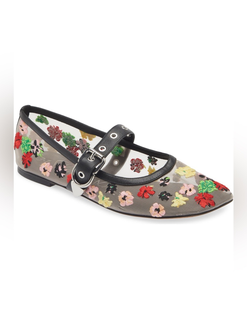 3.1 PHILLIP LIM ID FIREWORKS FLOWER MESH MARY JANE FLATS 38 EU 8 US